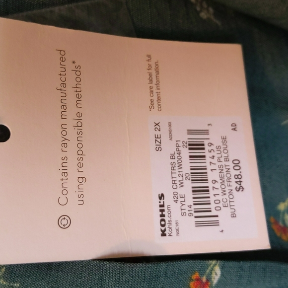 NWT size 2x teal top - Picture 3 of 4